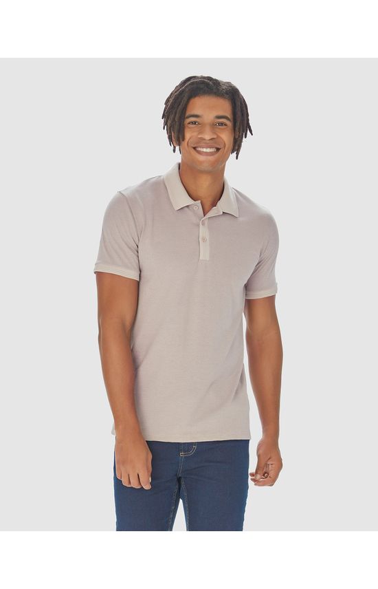 Camisa Polo Masculina Slim Em Malha Texturizada