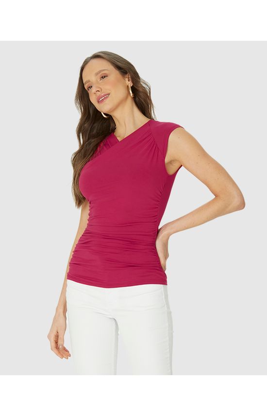 Blusa Feminina Decote Transpassado Em Viscose Stretch