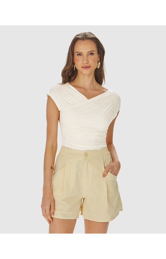 Blusa Feminina Decote Transpassado Em Viscose Stretch