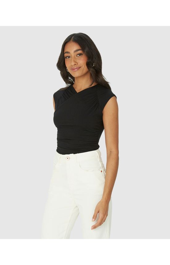 Blusa Feminina Decote Transpassado Em Viscose Stretch