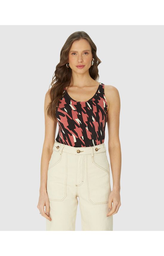 Regata Justa Feminina Estampada Em Viscose Stretch