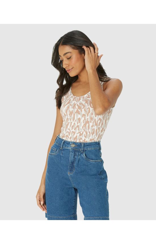 Regata Justa Feminina Estampada Em Viscose Stretch