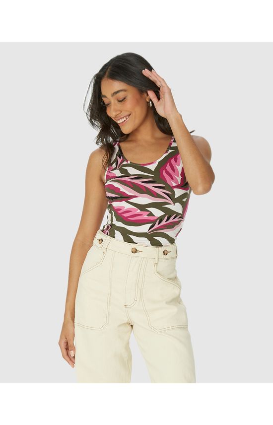 Regata Justa Feminina Estampada Em Viscose Stretch