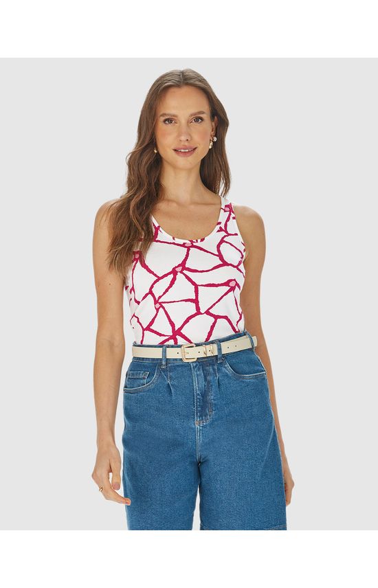 Regata Justa Feminina Estampada Em Viscose Stretch