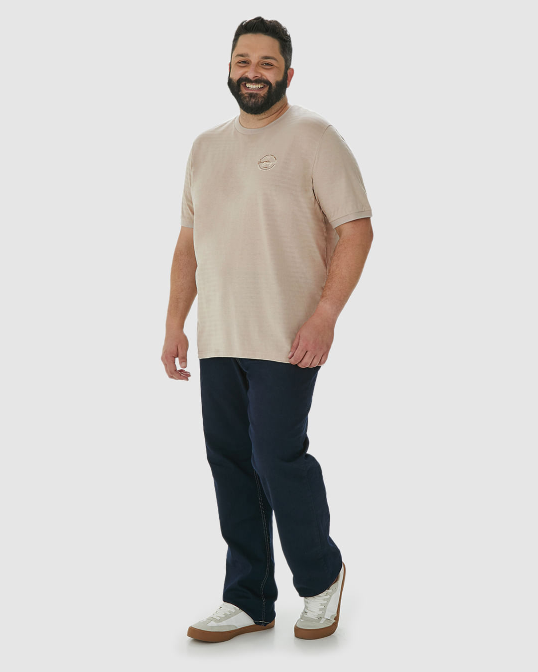Camiseta Masculina Plus Size Estampa Peitoral Em Malha Listrada - Imagem 17