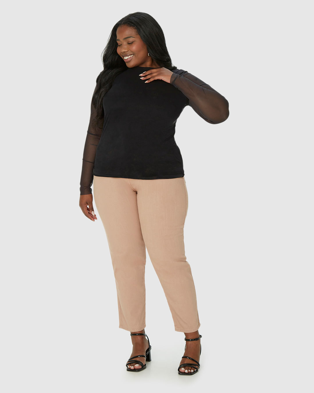 Blusa Feminina Plus Size Justa Em Tule Stretch - Imagem 12