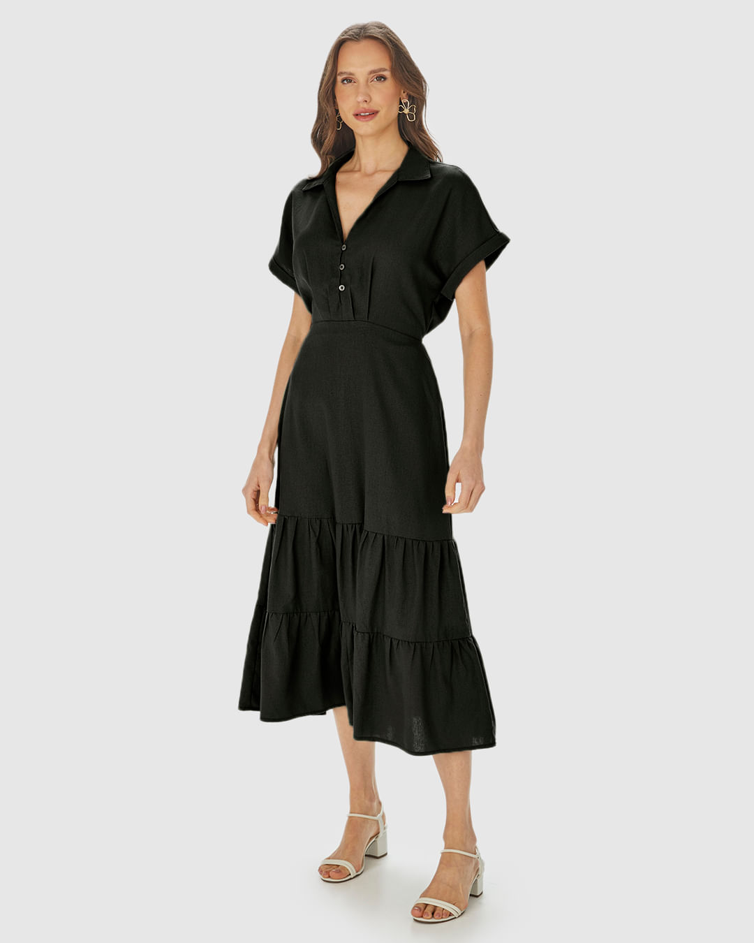 Vestido Midi Feminino Marias Amarração Costas Em Viscolinho - Imagem 2