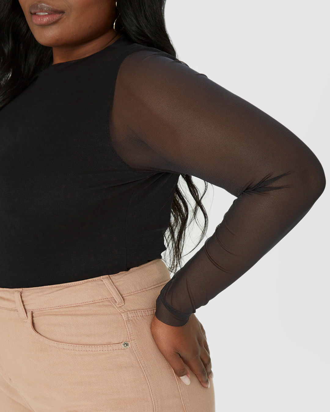 Blusa Feminina Plus Size Justa Em Tule Stretch - Imagem 8