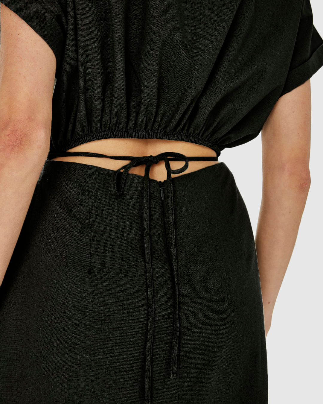 Vestido Midi Feminino Marias Amarração Costas Em Viscolinho - Imagem 8