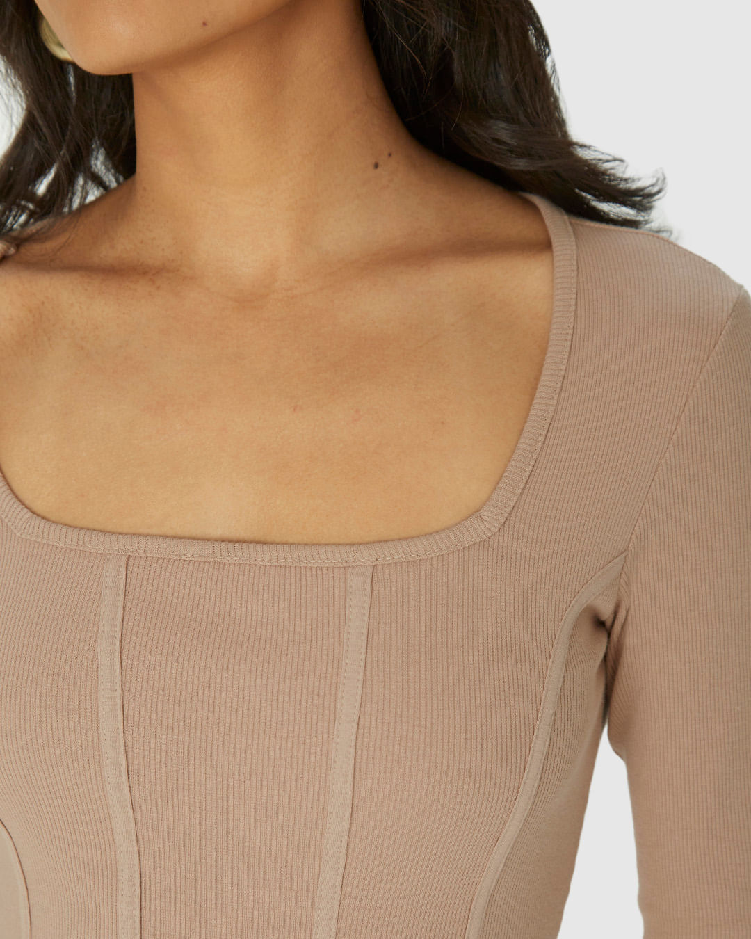 Blusa Long Cropped Feminina Corset Em Ribana - Imagem 13