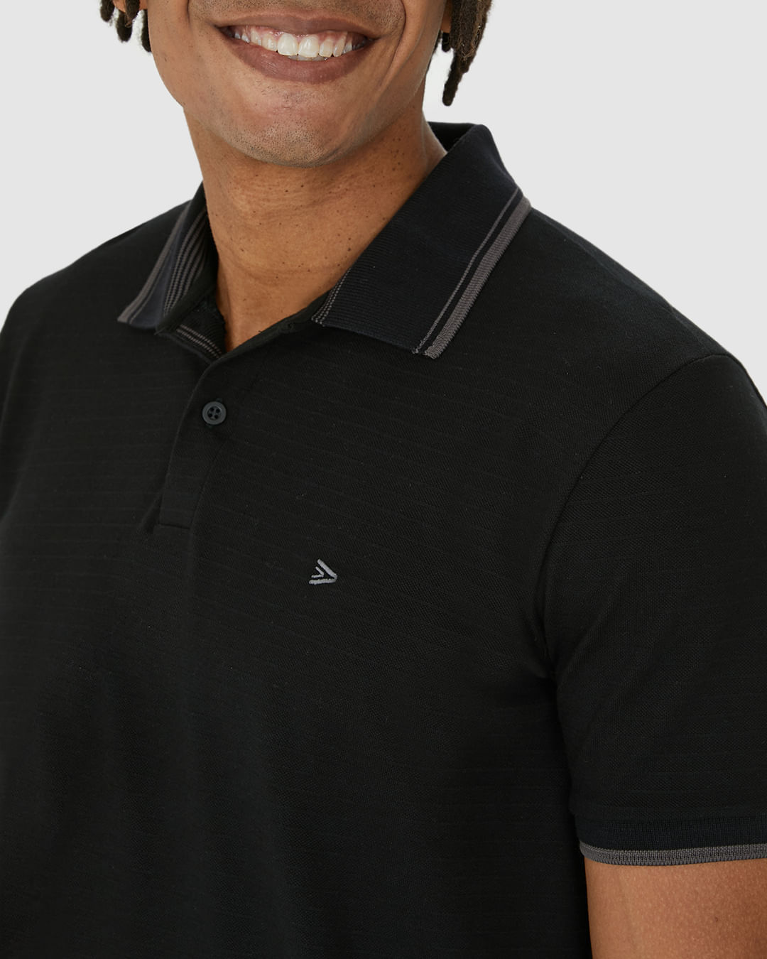 Camisa Polo Masculina Bordado Peitoral Em Piquet Listrado - Imagem 13