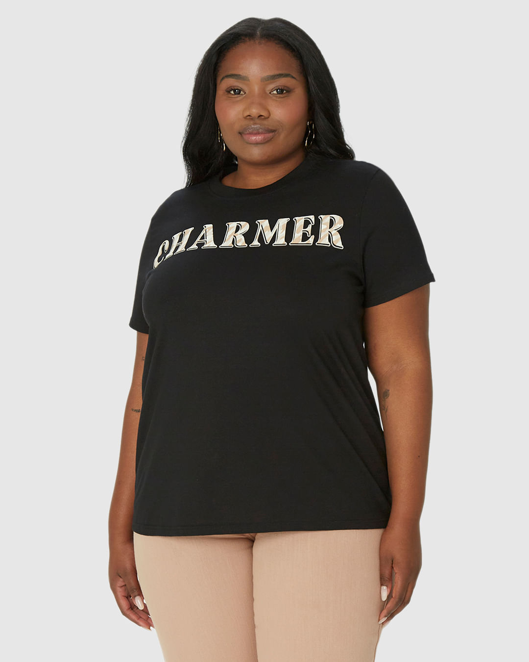 Camiseta Feminina Plus Size Charmer Em Algodão - Imagem 14
