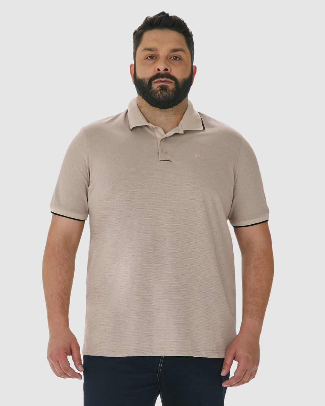 Camisa Polo Masculina Plus Size Abertura Lateral Em Malha Texturizada - Imagem 9