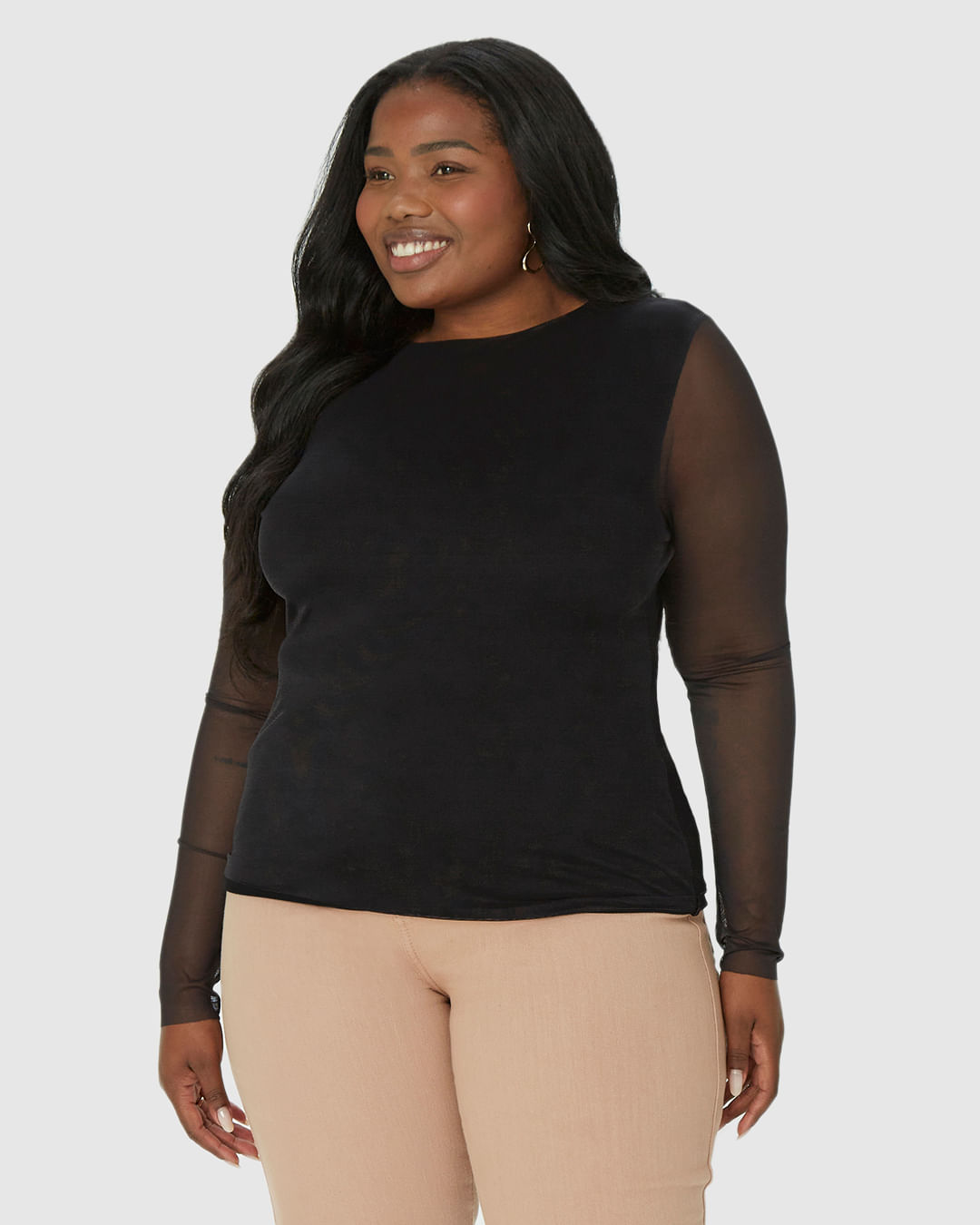 Blusa Feminina Plus Size Justa Em Tule Stretch - Imagem 14