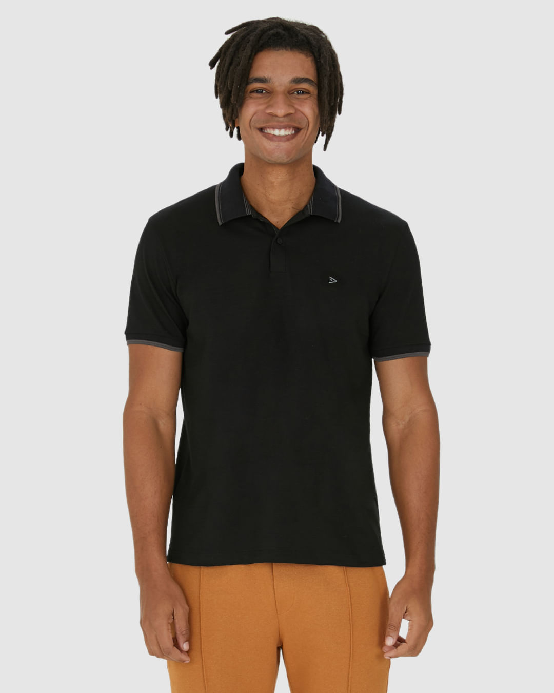 Camisa Polo Masculina Bordado Peitoral Em Piquet Listrado - Imagem 19