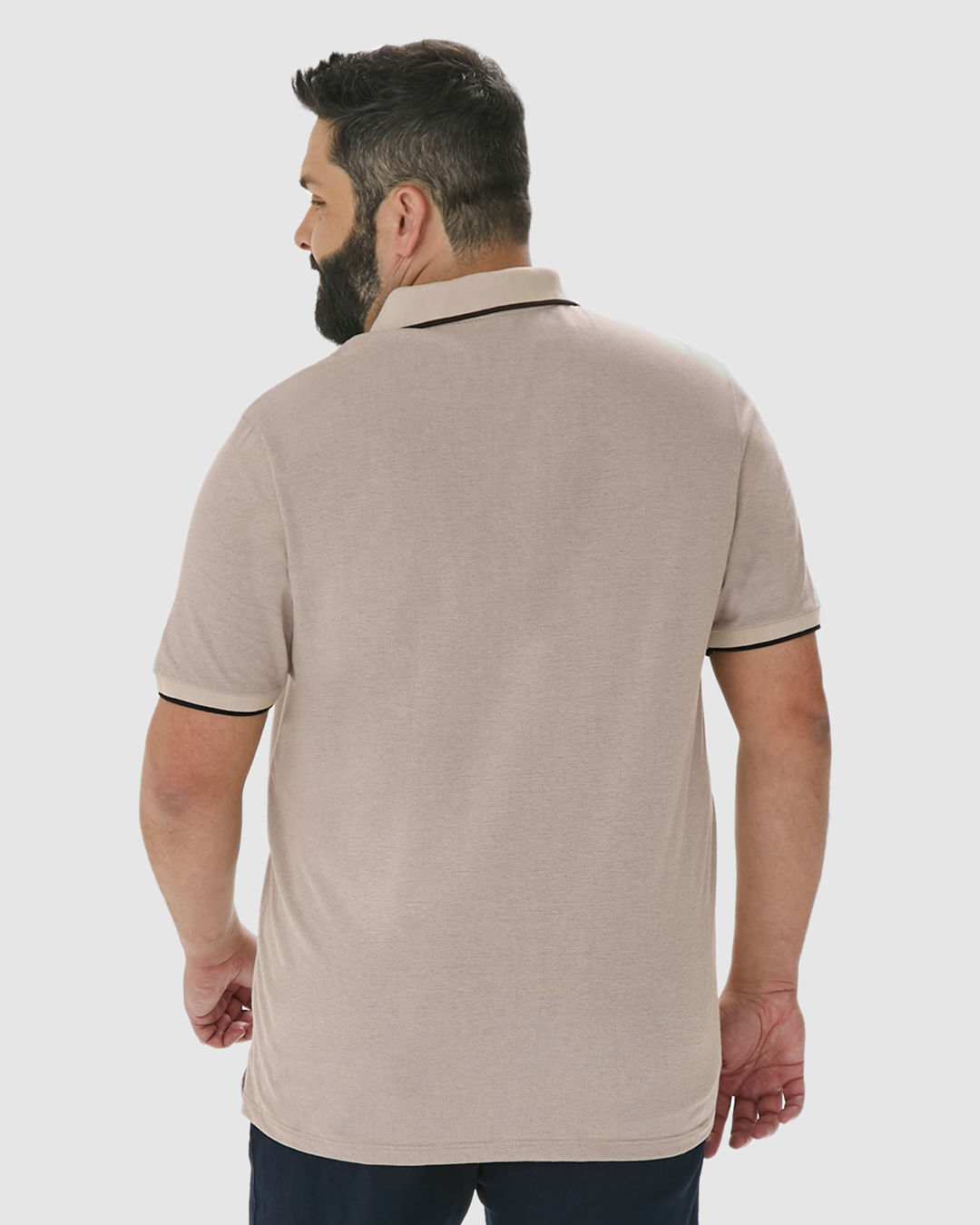 Camisa Polo Masculina Plus Size Abertura Lateral Em Malha Texturizada - Imagem 15