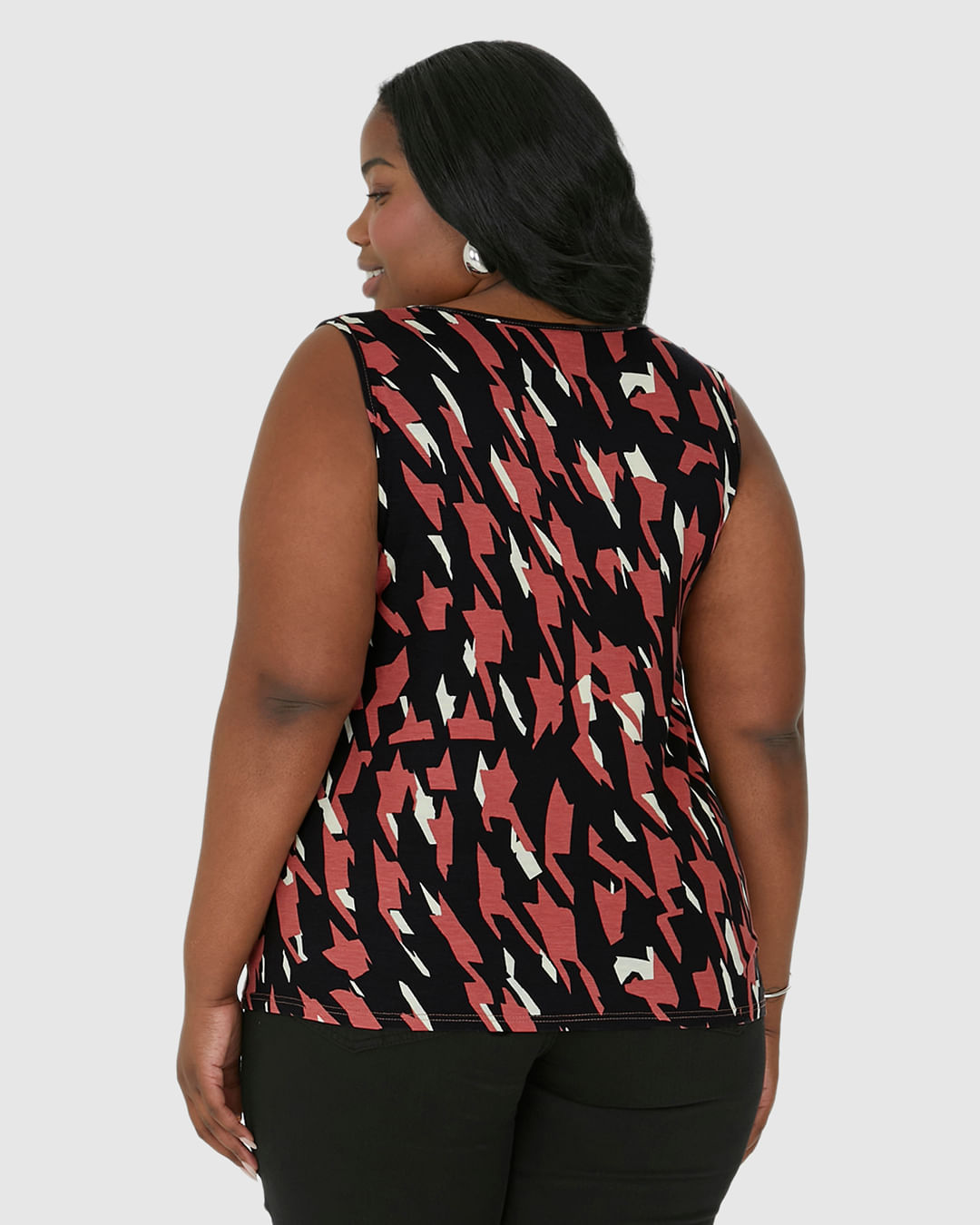 Regata Feminina Plus Size Estampada Decote Quadrado Em Viscose Stretch - Imagem 10