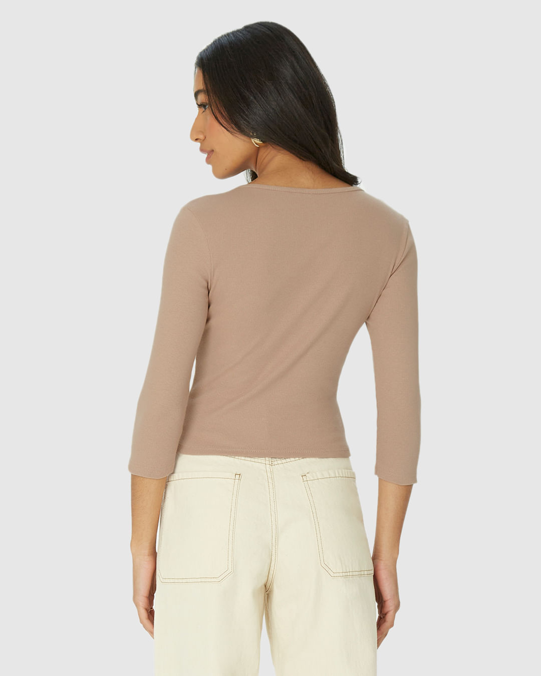 Blusa Long Cropped Feminina Corset Em Ribana - Imagem 15