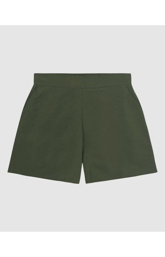 Shorts Feminino Evasê Bolso Faca Em Viscolinho Texturizado
