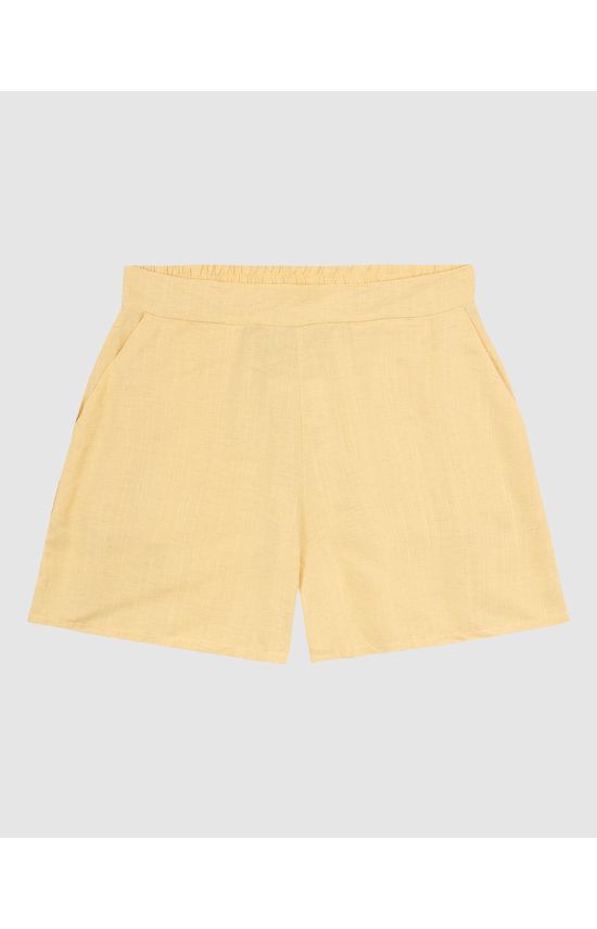 Shorts Feminino Evasê Bolso Faca Em Viscolinho Texturizado