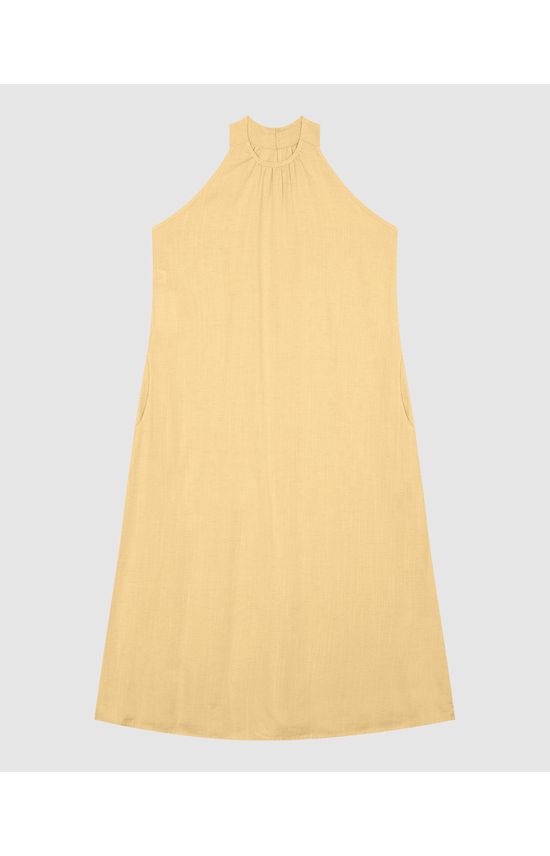 Vestido Amplo Feminino Com Bolso Funcional Em Viscolinho Texturizado