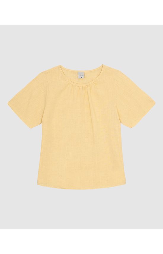 Blusa Ampla Feminina Franzido No Decote Em Viscolinho Texturizado