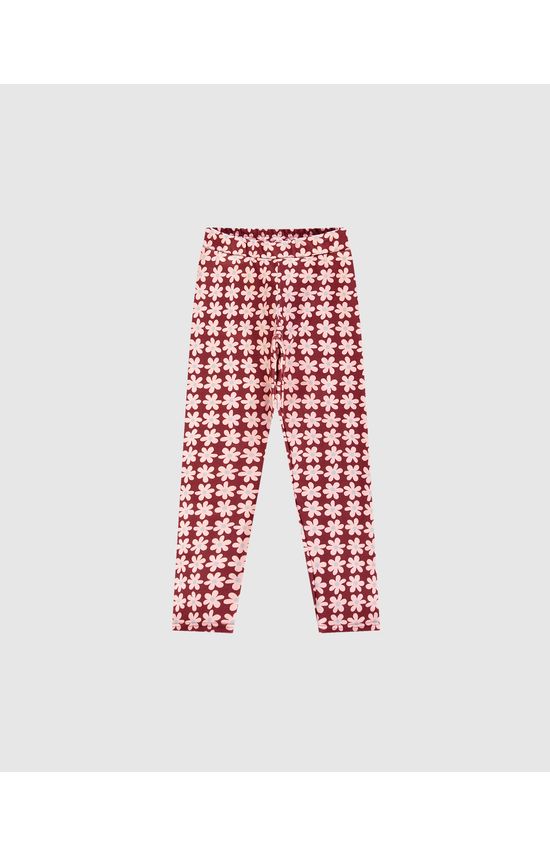 Calça Menina Legging Estampa Floral Em Tecido Soft - Carinhoso