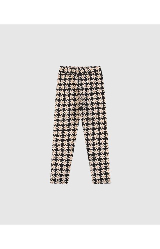 Calça Menina Legging Estampa Floral Em Tecido Soft - Carinhoso
