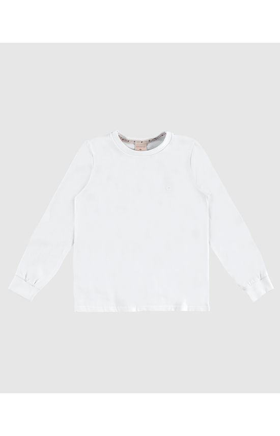 Camiseta Menino Gola Redonda Manga Longa Em Algodão - Carinhoso