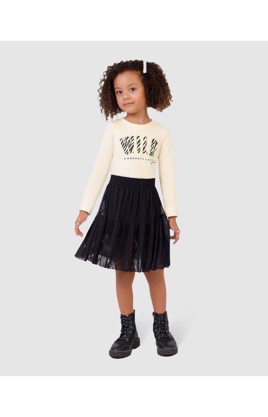 Conjunto Infantil Menina Blusa Wild Algodão E Saia Tule Malwee Kids