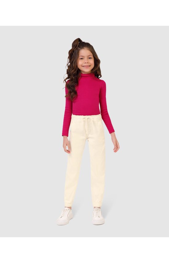 Calça Infantil Menina Jogger Cós Elástico Em Sarja Com Elastano Malwee Kids
