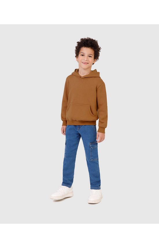 Calça Infantil Menino Relaxed Fit Em Jeans Moletom Malwee Kids