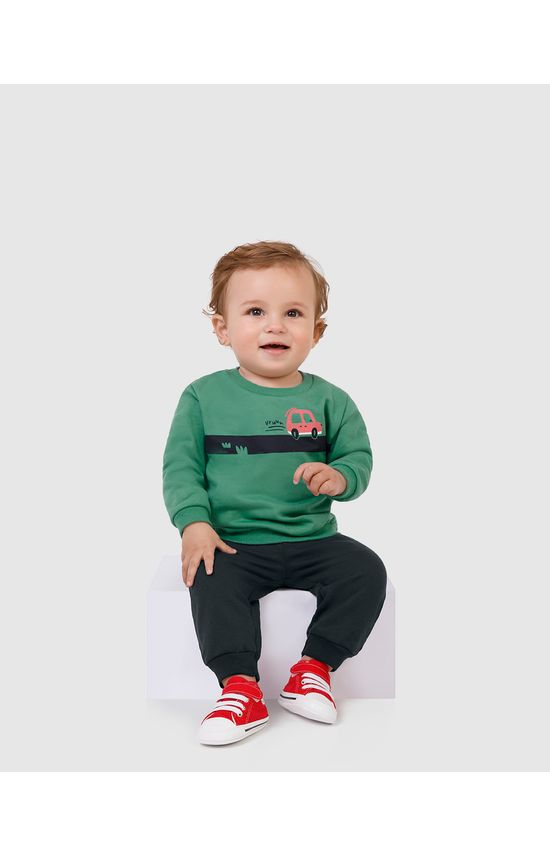 Conjunto Infantil Menino Blusão E Calça Em Moletom Flanelado Malwee Kids