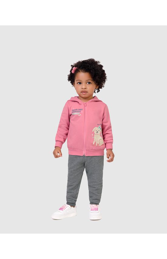 Conjunto Infantil Menina Jaqueta Com Estampa Moletom Flanelado Malwee Kids