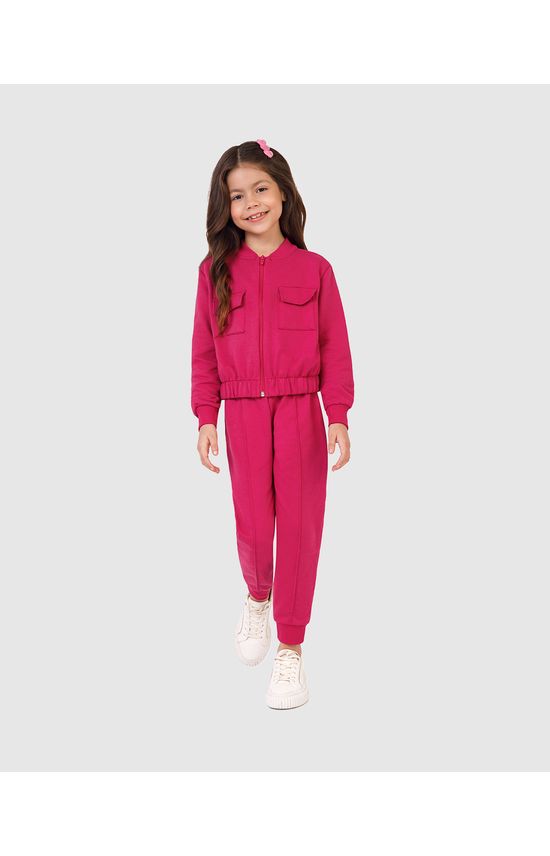 Conjunto Infantil Menina Jaqueta Box E Calça Jogger Em Moletinho Malwee Kids