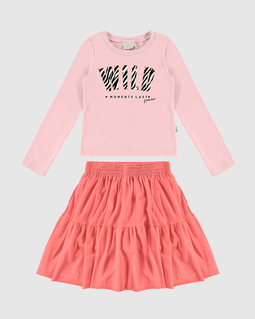 Conjunto Infantil Menina Blusa Wild Algodão E Saia Tule Malwee Kids