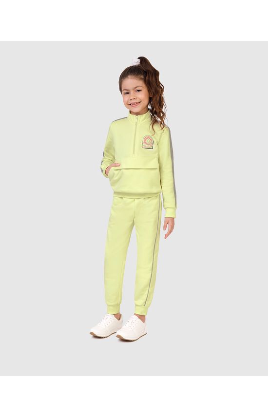 Conjunto Infantil Menina Jaqueta Bolso Lapela Moletom Flanelado Malwee Kids
