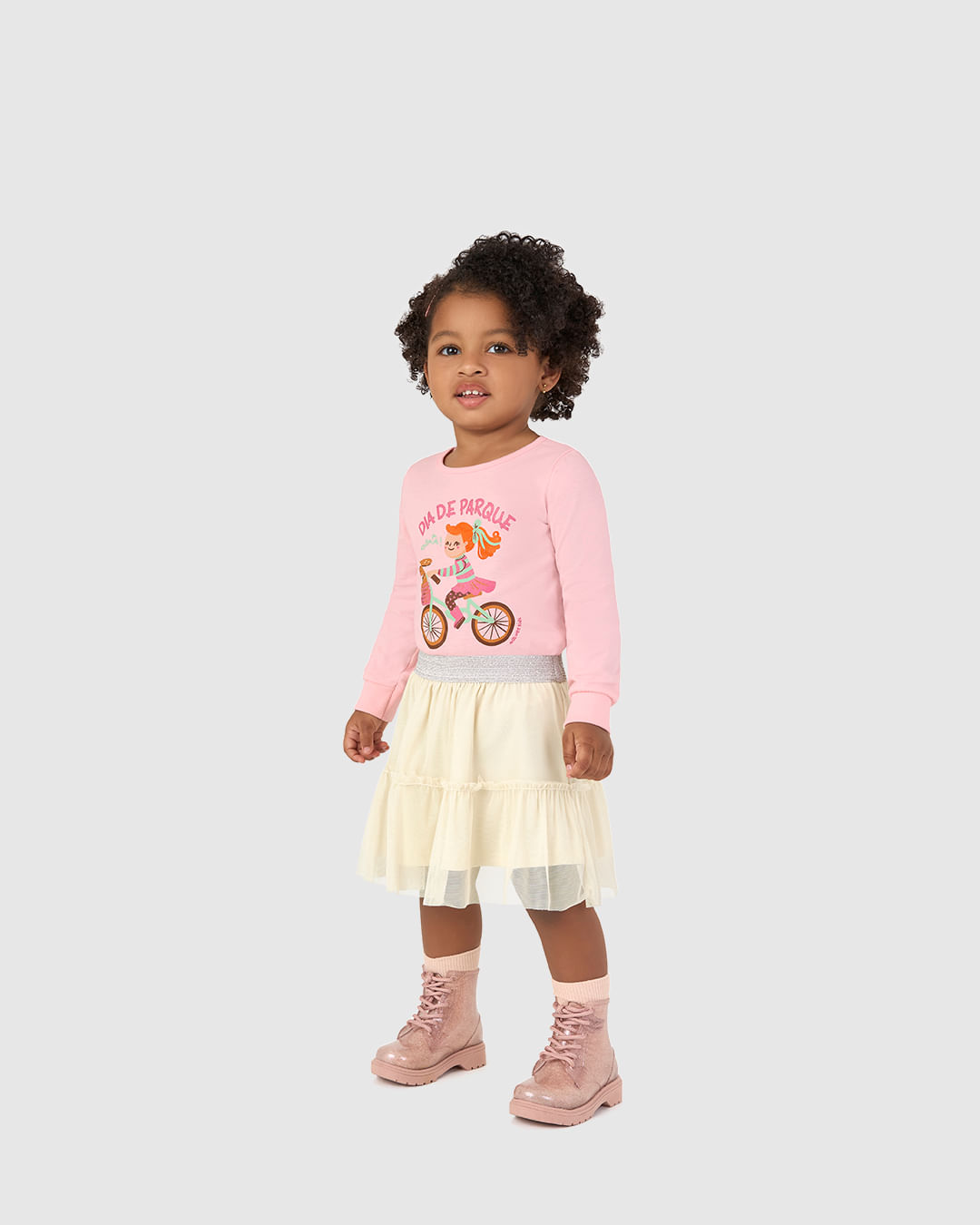 Saia Infantil Curta Rodada em Tule Stretch Malwee Kids