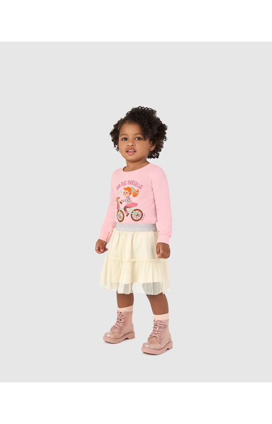 Saia Infantil Curta Rodada Em Tule Stretch Malwee Kids