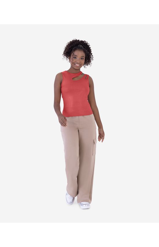 Regata Cropped Menina Cut Out Em Malha Canelada Brilho Malwee Kids
