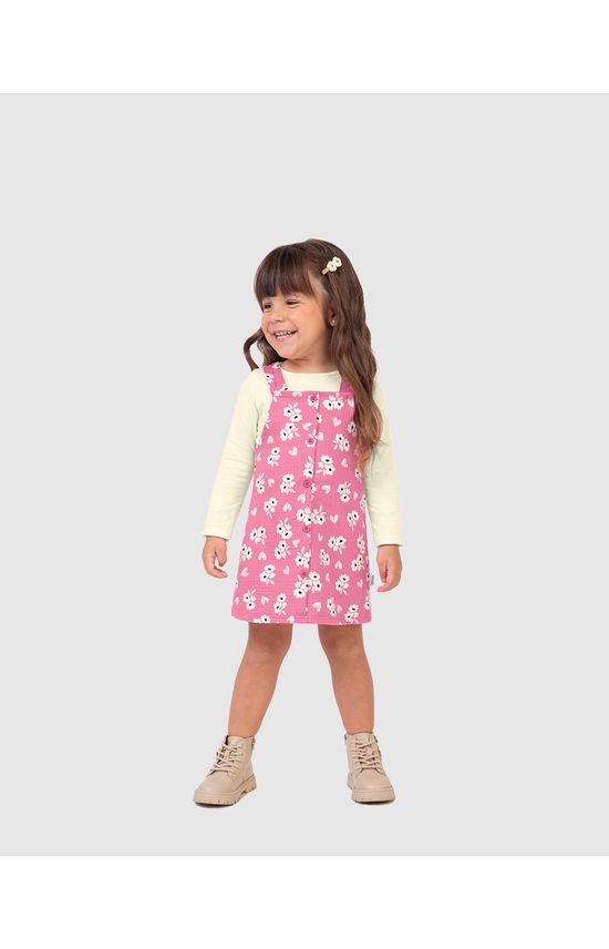 Conjunto Infantil Menina Blusa Manga Longa E Vestido Estampado Malwee Kids