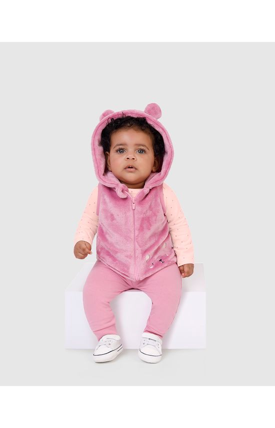 Conjunto Infantil Menina 3 Peças Colete + Body + Calça Malwee Kids