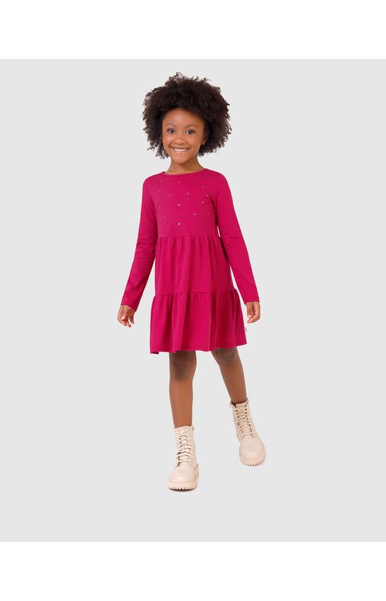 Vestido Infantil Marias Com Aplique Metal Em Algodão Malwee Kids