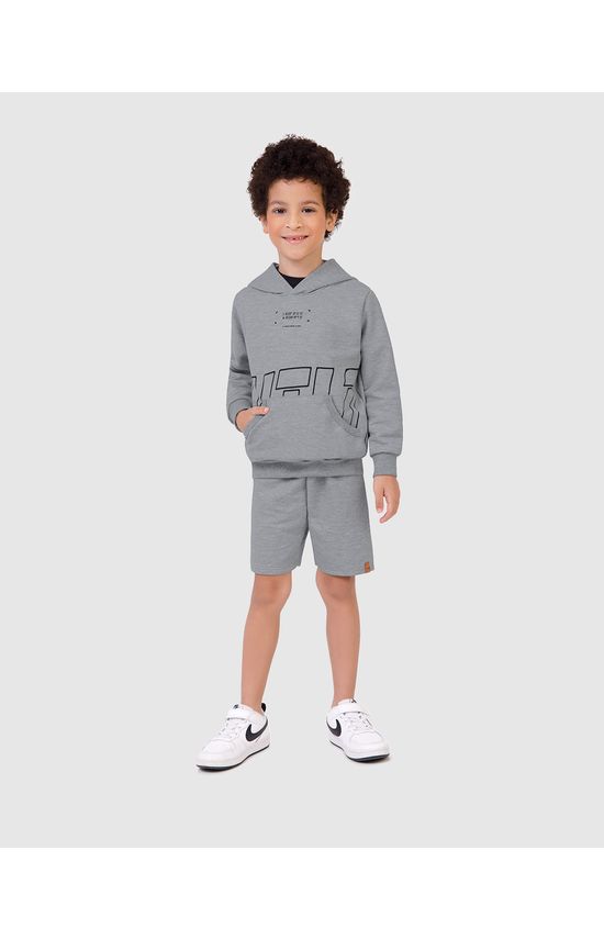 Conjunto Infantil Menino Blusão Com Capuz E Bermuda Em Moletom Malwee Kids