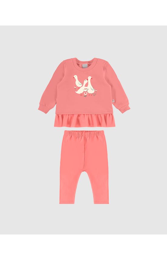 Conjunto Infantil Menina Blusão Com Tule Em Moletom Flanelado Malwee Kids