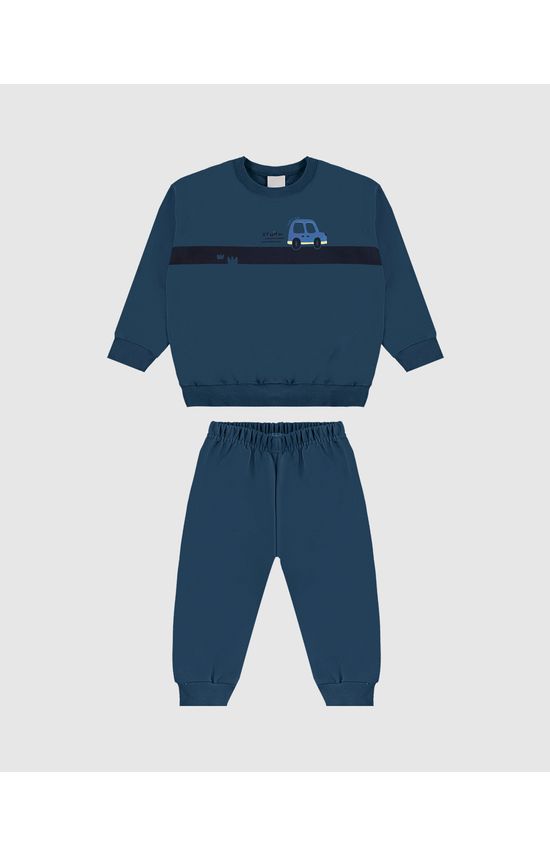 Conjunto Infantil Menino Blusão E Calça Em Moletom Flanelado Malwee Kids