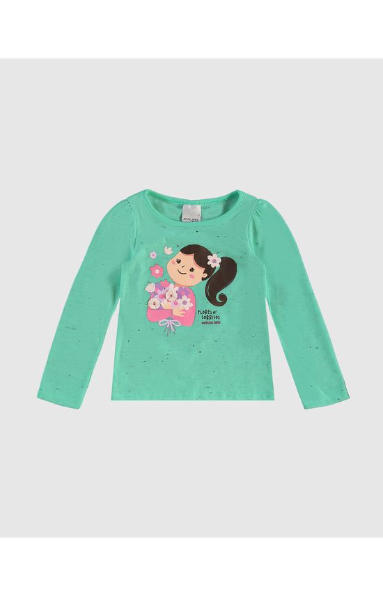 Blusa Infantil Menina Flores E Sorrisos Em Malha Botonê Malwee Kids