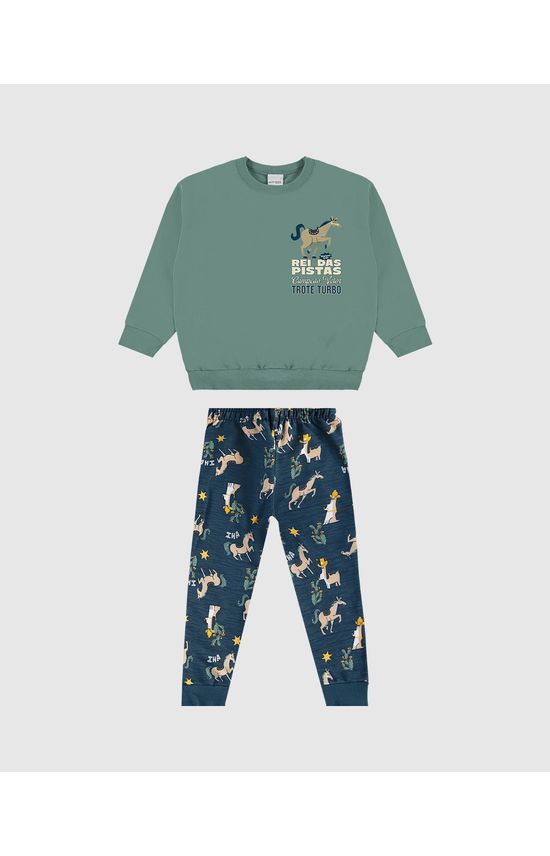 Conjunto Infantil Menino Calça Estampada Em Moletom Flanelado Malwee Kids