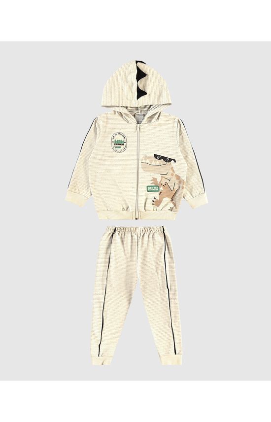 Conjunto Infantil Menino Jaqueta Com Capuz Em Malha Texturizada Malwee Kids