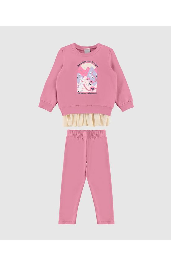 Conjunto Infantil Menina Blusão Barra Tule Em Moletom Flanelado Malwee Kids